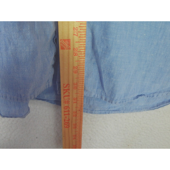 Ralph Lauren Linen Shirt Mens 2XB Big Blue Long Sleeve Button Down - Picture 5 of 10